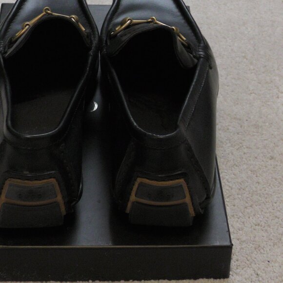 Vintage Gucci 90s Men\'s Loafers Gold Black Leather Horsebit New in Box 11-D main image 7